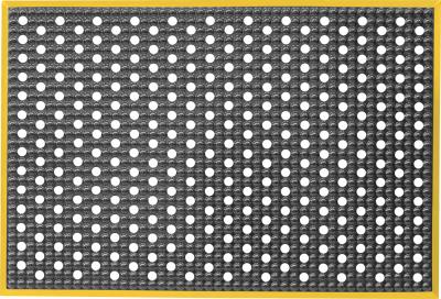ESD Anti-Fatigue Floor Mat with Holes & 2,5 cm Yellow Bevel | Infinity Bubble ESD | Black | 60 x 120 cm | Grounding Cord + Snap (15')